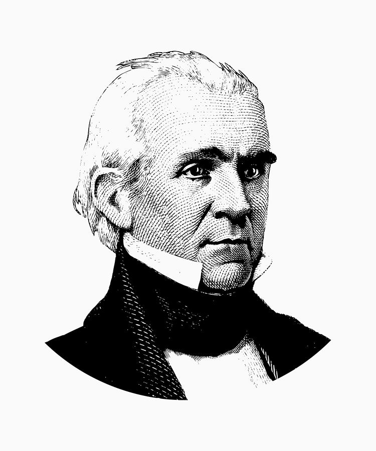 Politician Digital Art - President James K. Polk Graphic Black and White by War Is Hell Store