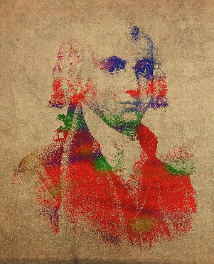 James Madison Mixed Media - President James Madison Watercolor Portrait by Design Turnpike