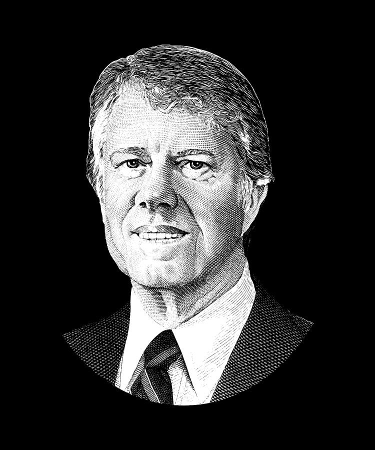 President Jimmy Carter Graphic - Black and White Digital Art by War Is Hell Store