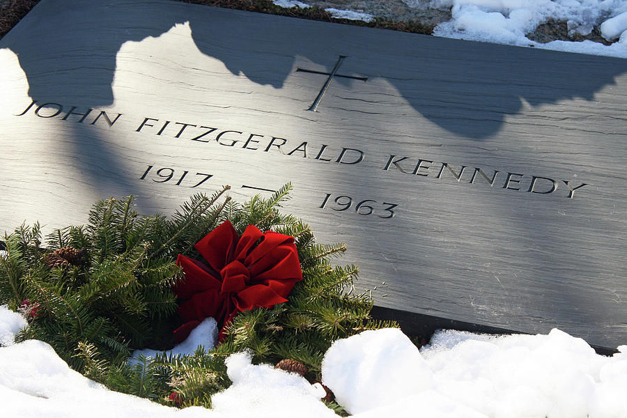 President John Kennedy Tombstone With Snow Photograph by Cora Wandel