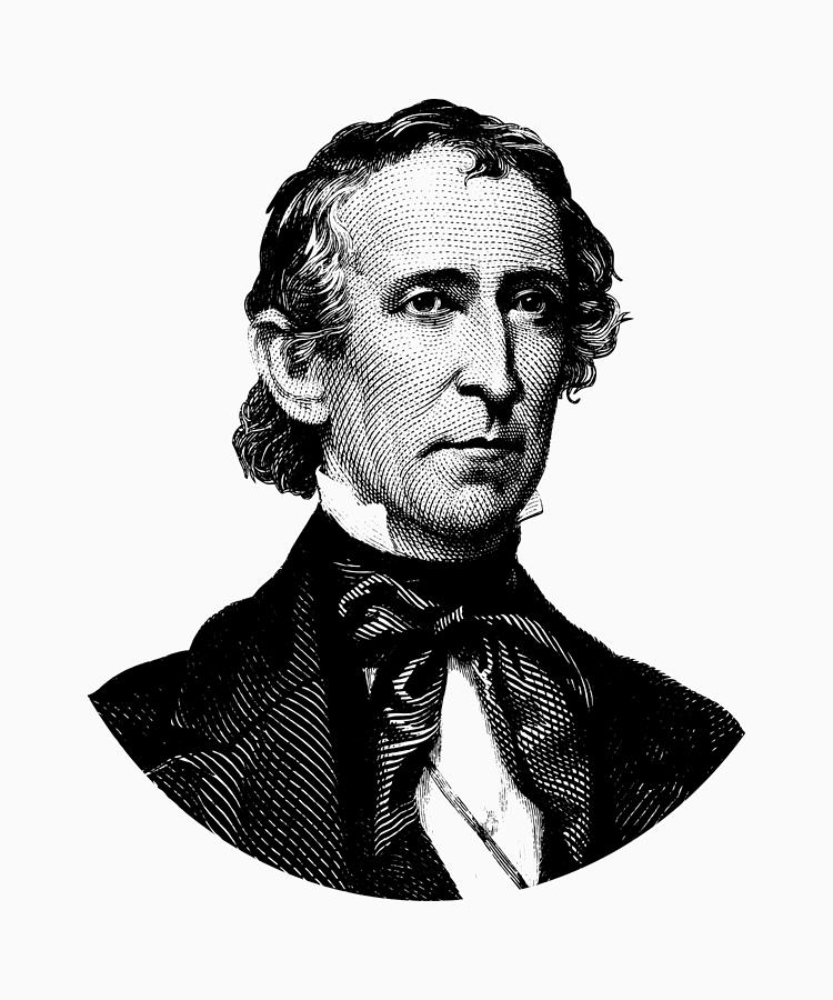 President John Tyler Graphic - Black and White Digital Art by War Is Hell Store