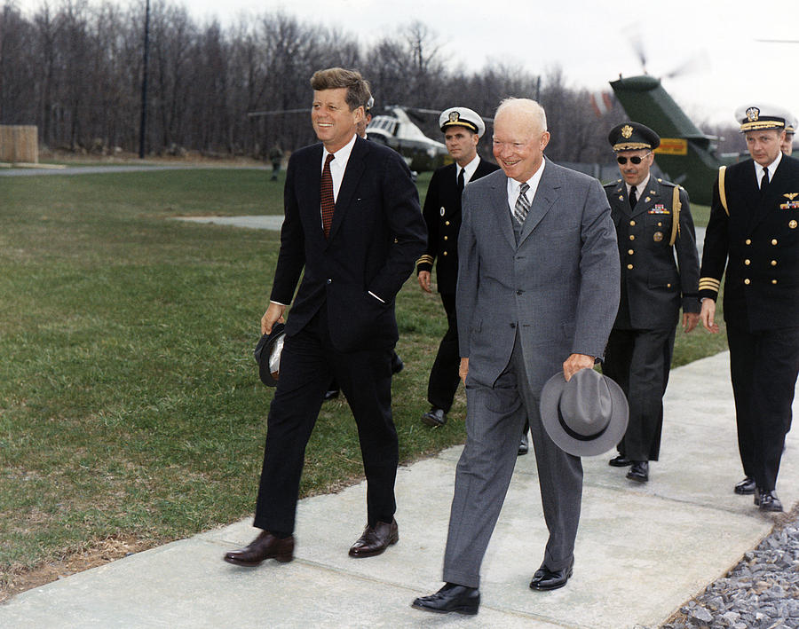 President Kennedy and Dwight Eisenhower - Camp David - 1961 Photograph by War Is Hell Store