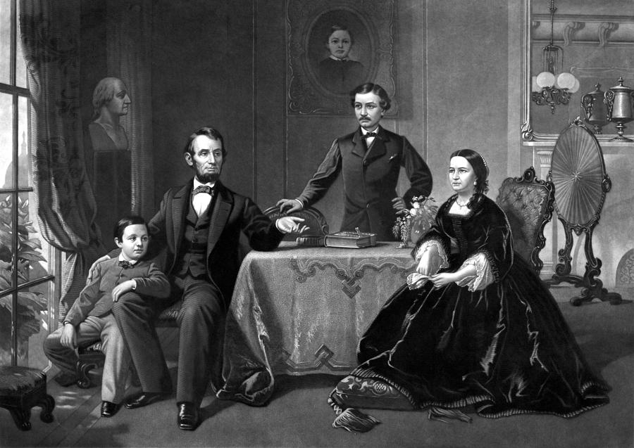 Abraham Lincoln Drawing - President Lincoln And His Family  by War Is Hell Store