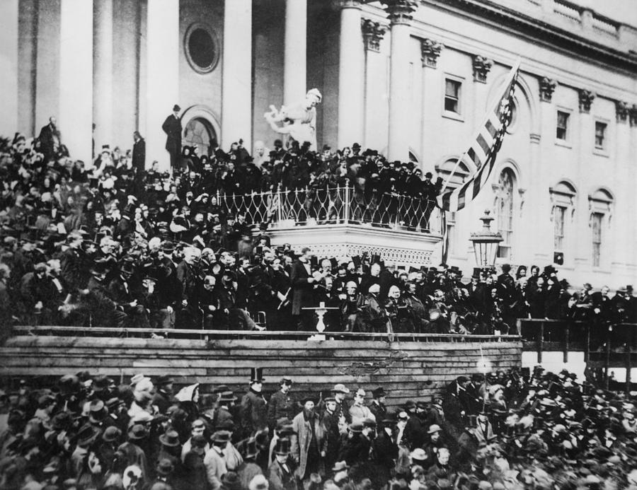 President Lincoln gives his second inaugural address - March 4 1865 Photograph by International  Images