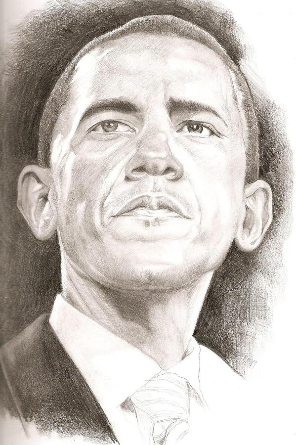 President Obama Drawing by Haydar Al-yasiry