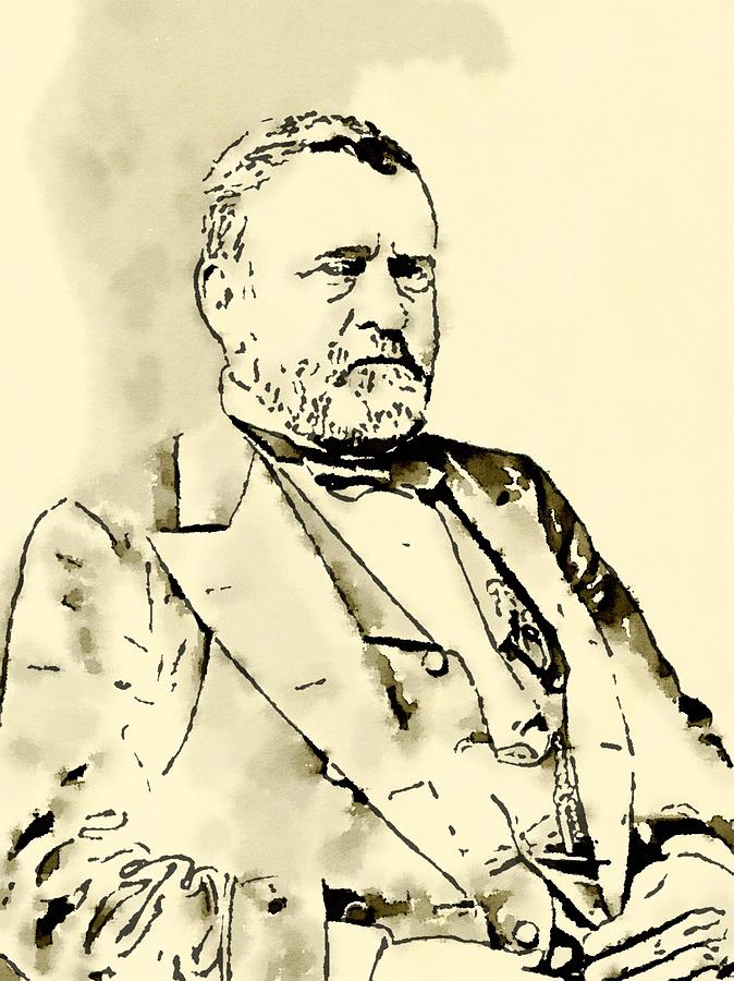 Politician Painting - President of the United States of America Ulysses Grant by Esoterica Art Agency