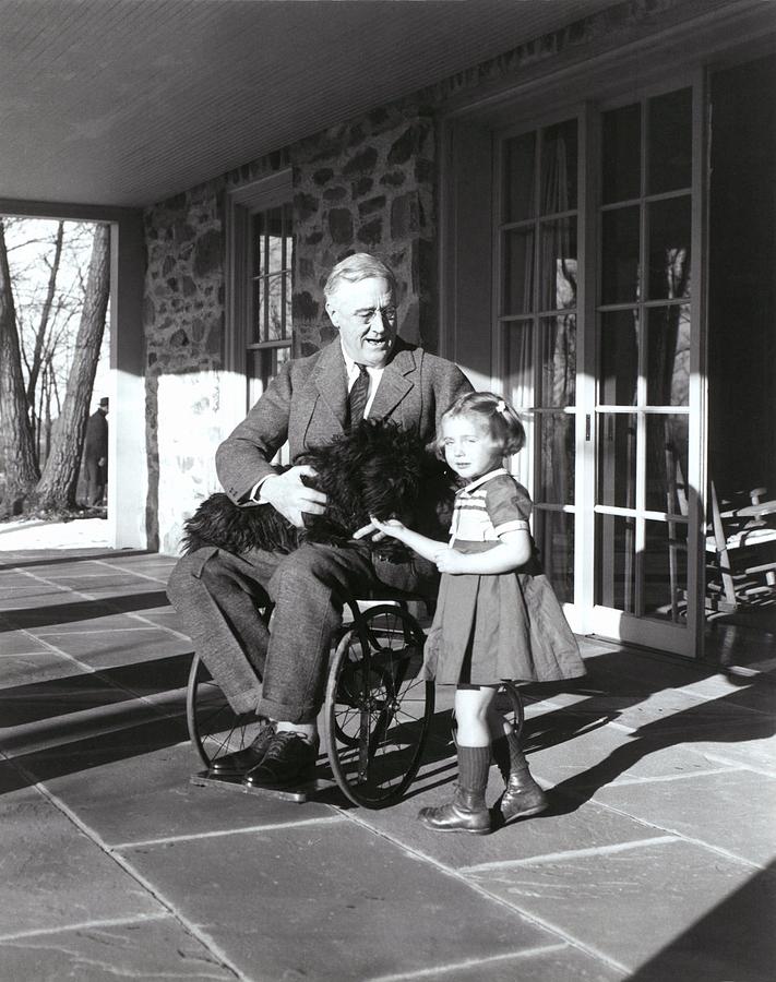 President Roosevelt In His Wheelchair Photograph by Everett