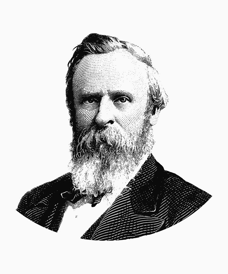 President Rutherford B. Hayes Graphic Black and White Digital Art by War Is Hell Store