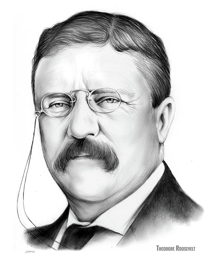 Theodore Roosevelt Drawing - President Theodore Roosevelt 2 by Greg Joens