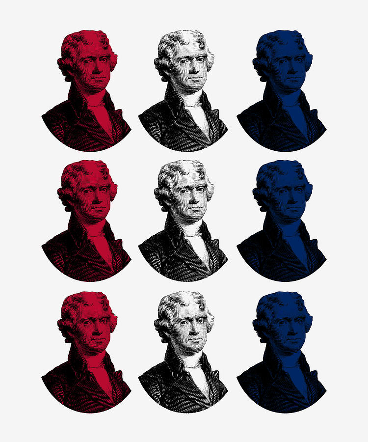President Thomas Jefferson - Red, White, and Blue Digital Art by War Is Hell Store