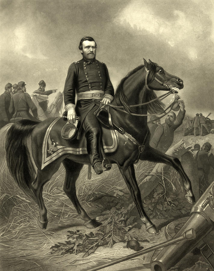 Portrait Photograph - President Ulysses S Grant - horseback by International  Images