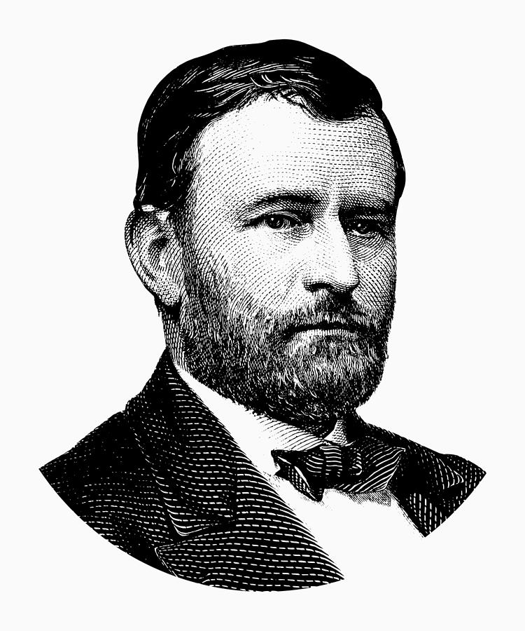 President Ulysses S. Grant Graphic White 2 Digital Art by War Is Hell Store