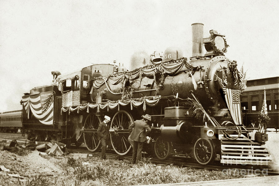President Photograph - President William McKinleys Presidential Locomotive No. 1456 circa 1901 by Monterey County Historical Society