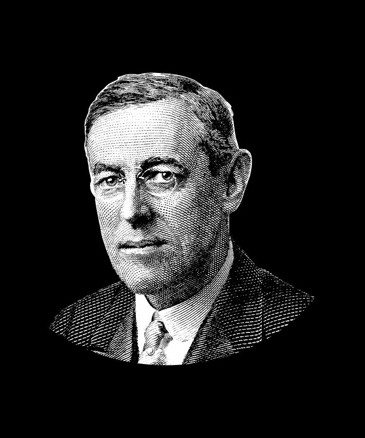 Woodrow Wilson Digital Art - President Woodrow Wilson Graphic - Black and White by War Is Hell Store