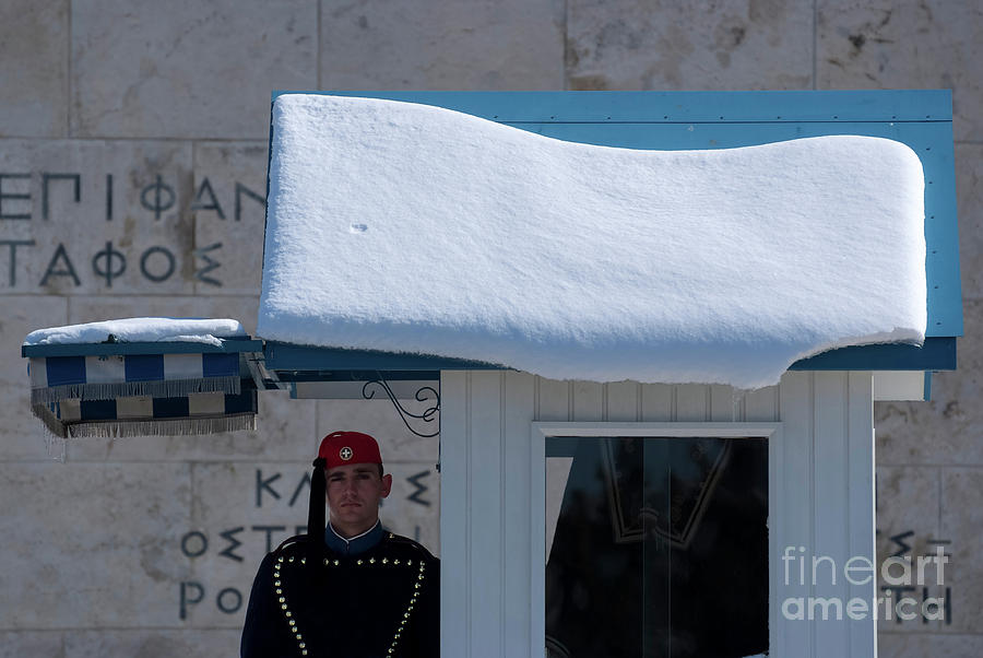 Presidential guard with snow Photograph by George Atsametakis