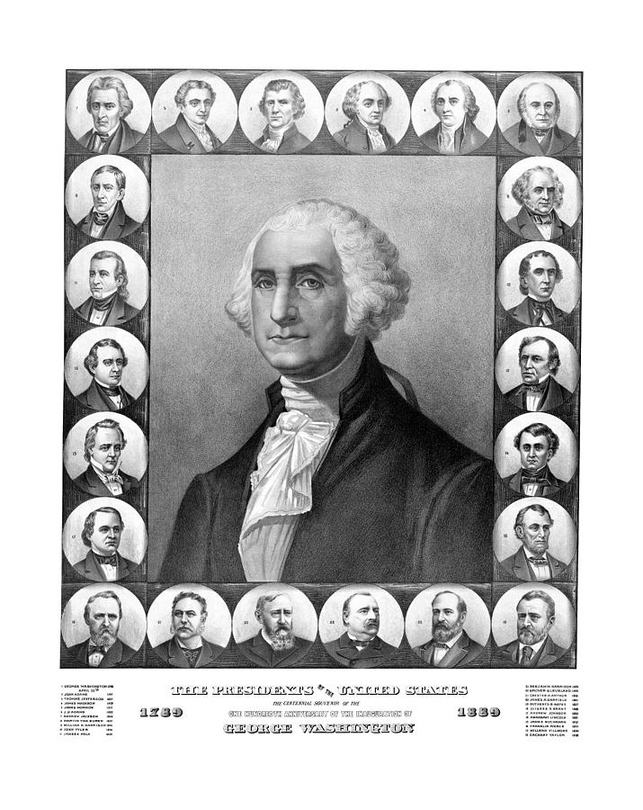 George Washington Mixed Media - Presidents of The United States 1789-1889 by War Is Hell Store