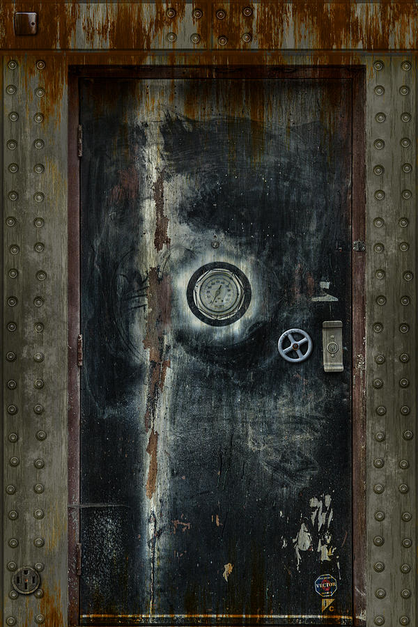 Unique Digital Art - Pressurized Door in Riveted Wall by John Haldane