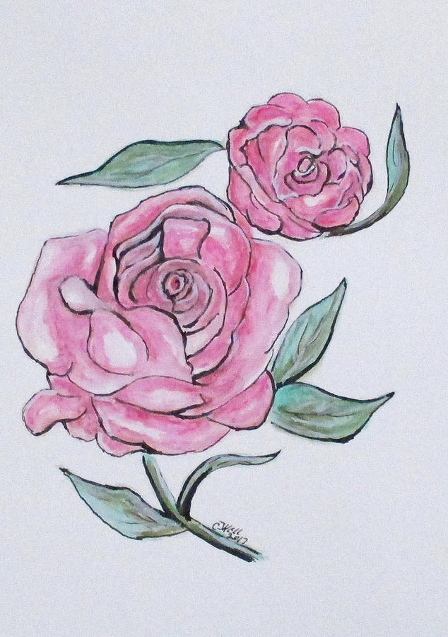 Pretty And Pink Roses Painting by Clyde J Kell