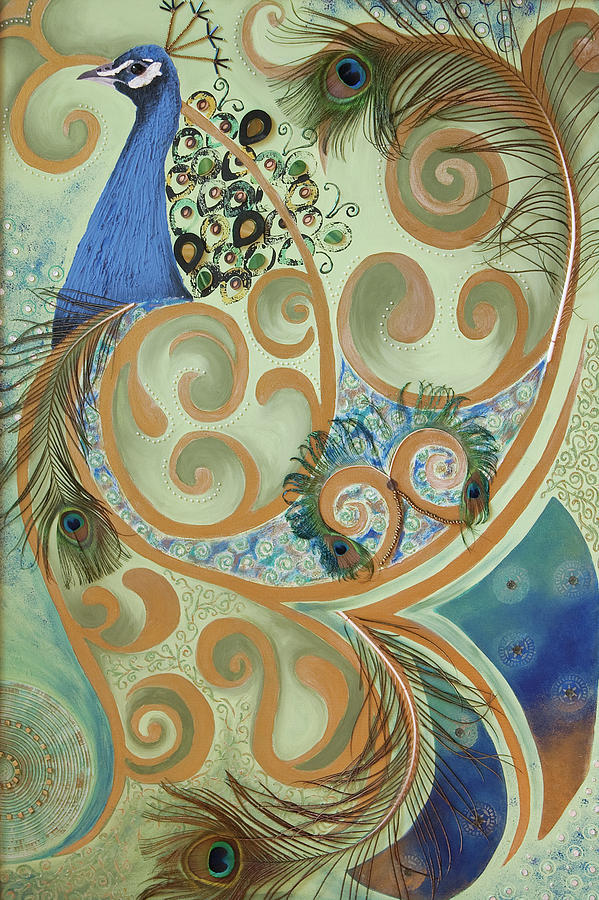 Pretty as a Peacock Mixed Media by Yvette Holzbach - Fine Art America