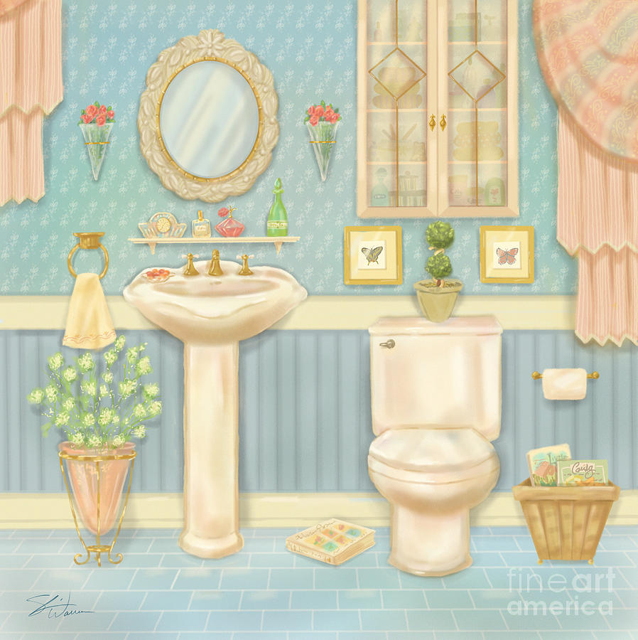 Pretty Bathrooms IV Mixed Media by Shari Warren
