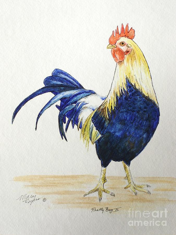Rooster Mixed Media - Pretty Boy II by Mary Rogers