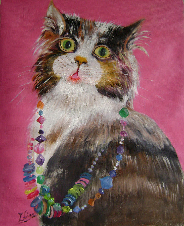 Pretty Cat Painting by Lian Zhen | Fine Art America