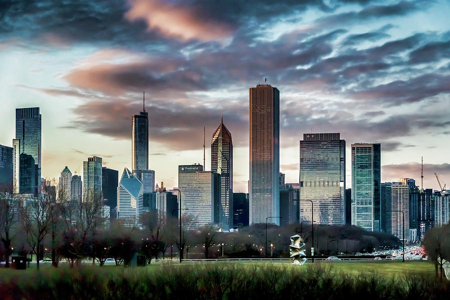 Pretty clouds over Chicago Skyline Photograph by Sven Brogren