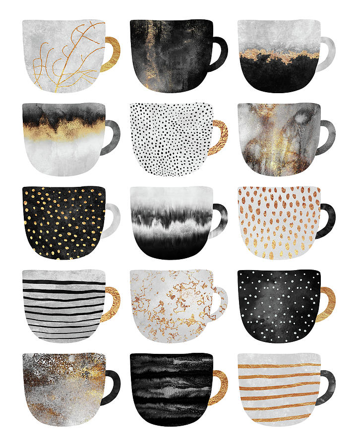 Coffee Digital Art - Pretty Coffee Cups 4 by Elisabeth Fredriksson
