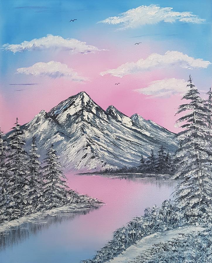 Mountain Painting - Pretty cool winter  by Angela Whitehouse