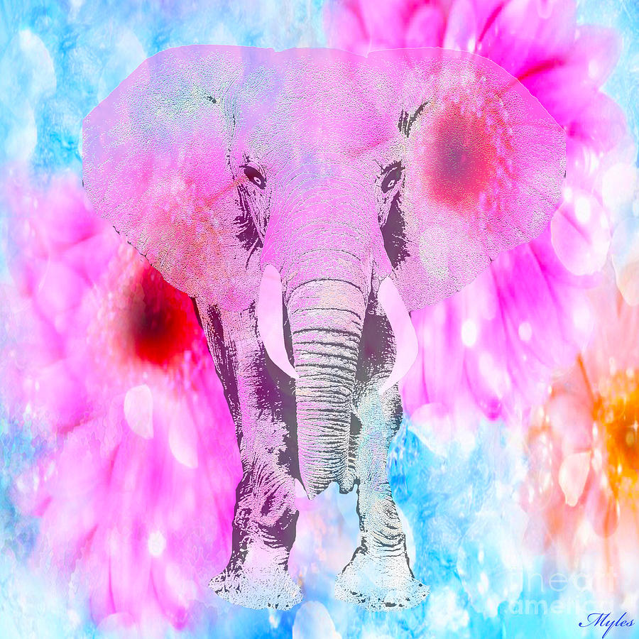 Pretty Elephant In Pink Painting by Saundra Myles