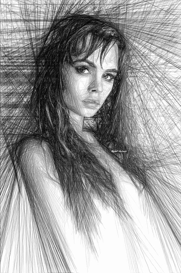 Pretty Girl Sketch Digital Art by Rafael Salazar