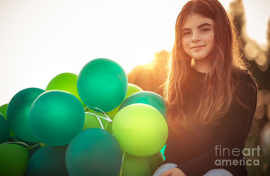 Pretty girl with air balloons Photograph by Anna Om