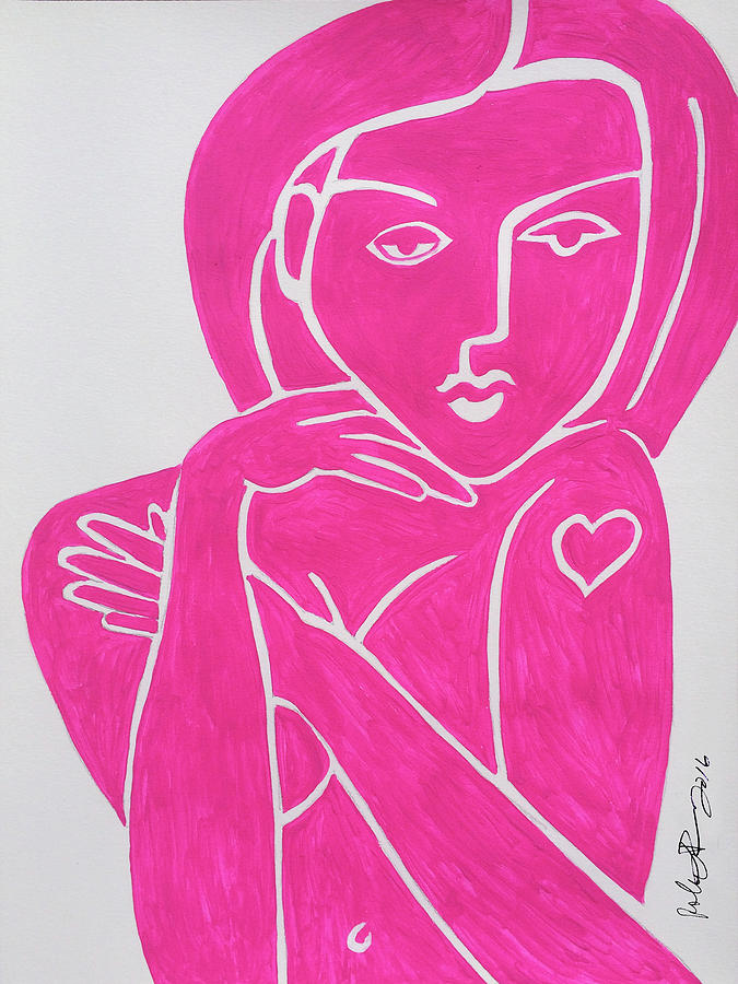 Pretty in Pink Tattoo Girl Poster Print  Painting by Robert R Splashy Art Abstract Paintings