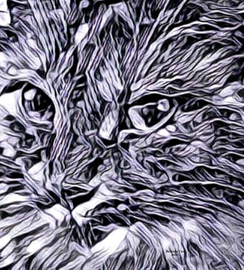 Pretty Kitty Sketch Digital Art by Artful Oasis