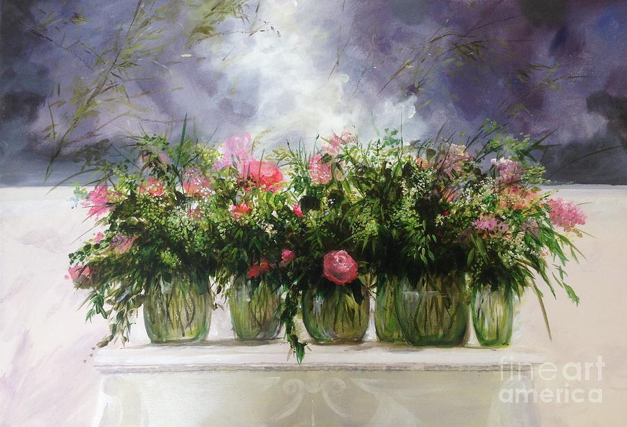Still Life Painting - Pretty Mantlepeace by Lizzy Forrester