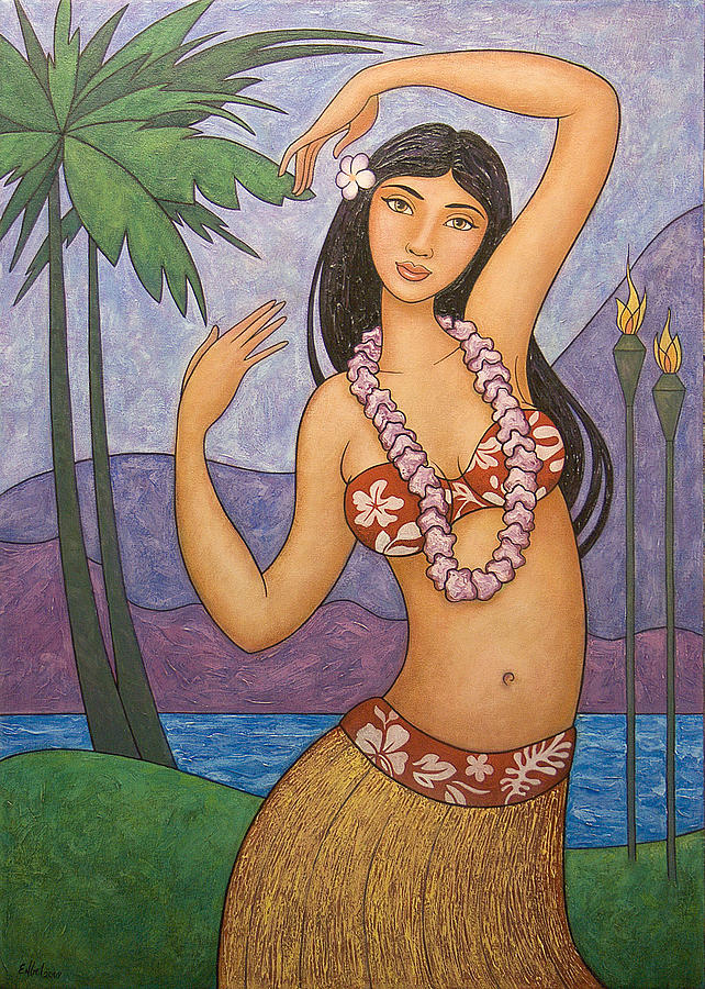 Pretty Maui Girl  Painting by Norman Engel