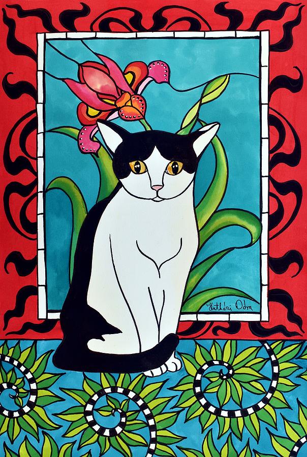 Cat Painting - Pretty Me In Tuxedo by Dora Hathazi Mendes