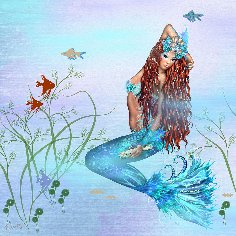 Mermaid Digital Art - Pretty Mermaid by Rosalie Scanlon