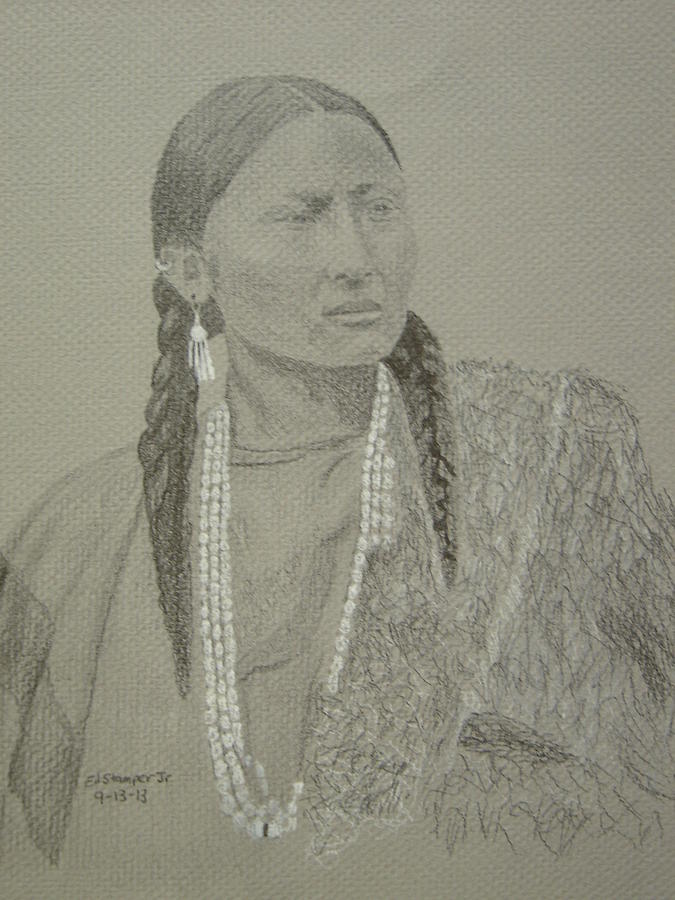 Pretty Nose Drawing - Pretty Nose-Northern Cheyenne by Edward Stamper