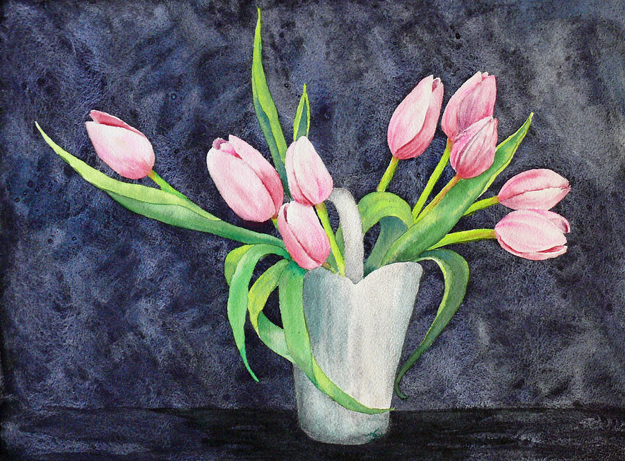 Pretty Pink Tulips Painting by Dee Carpenter