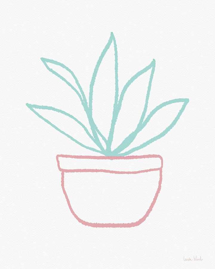 Pretty Potted Plant Illustration- Art by Linda Woods Mixed Media by Linda Woods