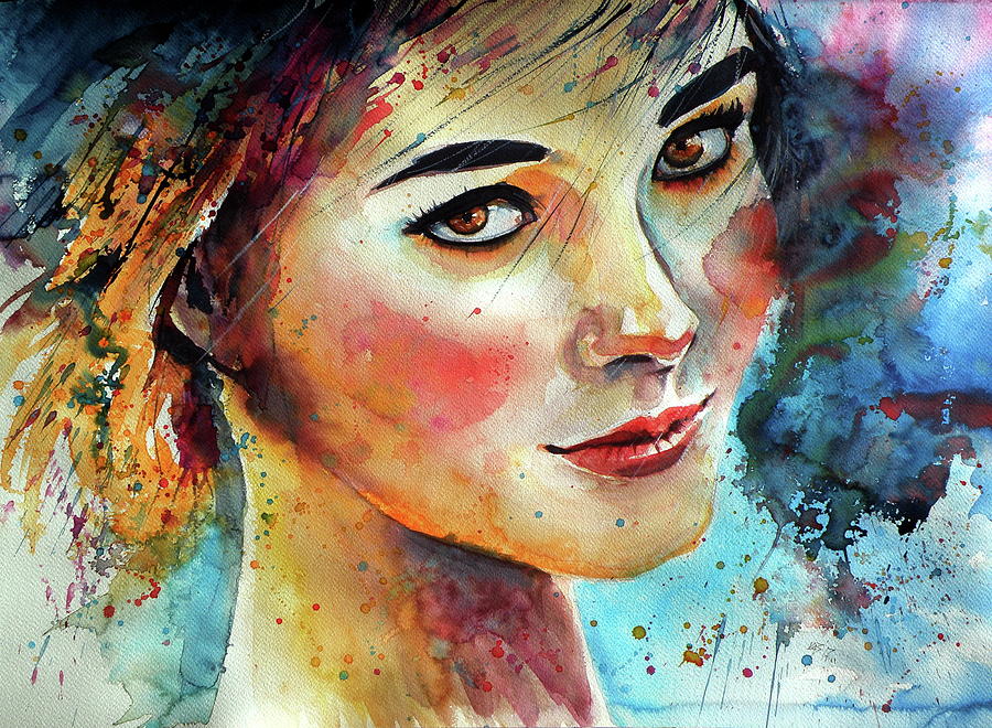 Pretty woman Painting by Kovacs Anna Brigitta