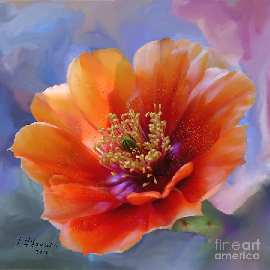Floral Painting - Prickly Pear Bloom by Judy Filarecki Floral Painting - Prickly Pear Bloom by Judy Filarecki