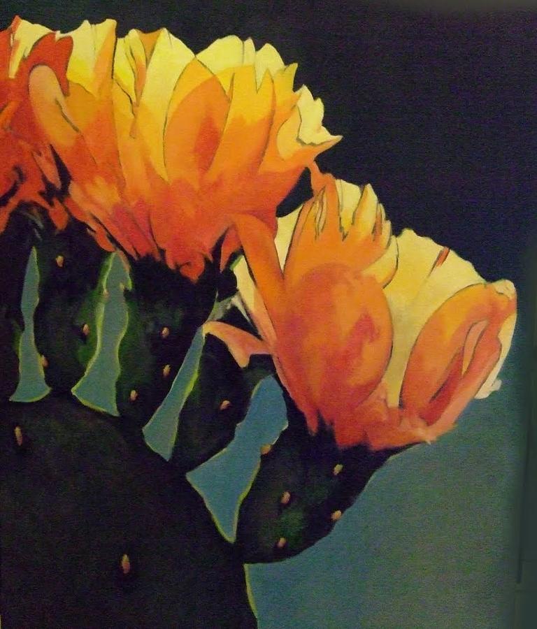 Prickly Pear Blooming Painting by Jessica Anne Thomas