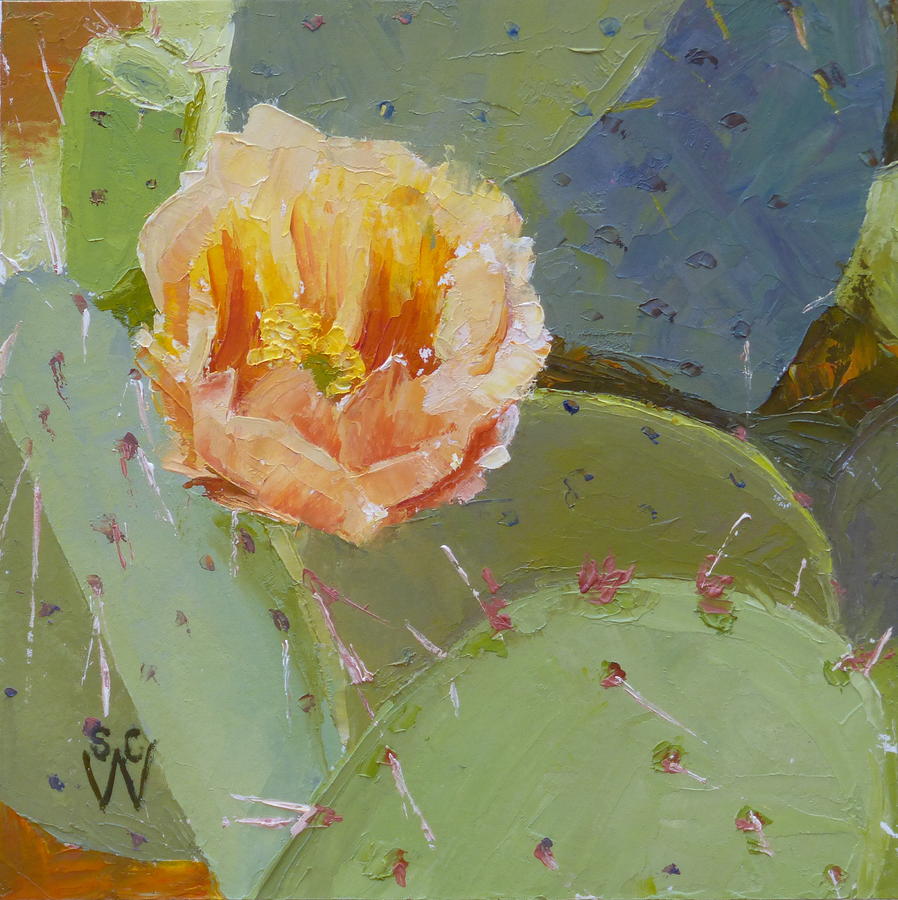Prickly Pear Blossom Painting by Susan Woodward