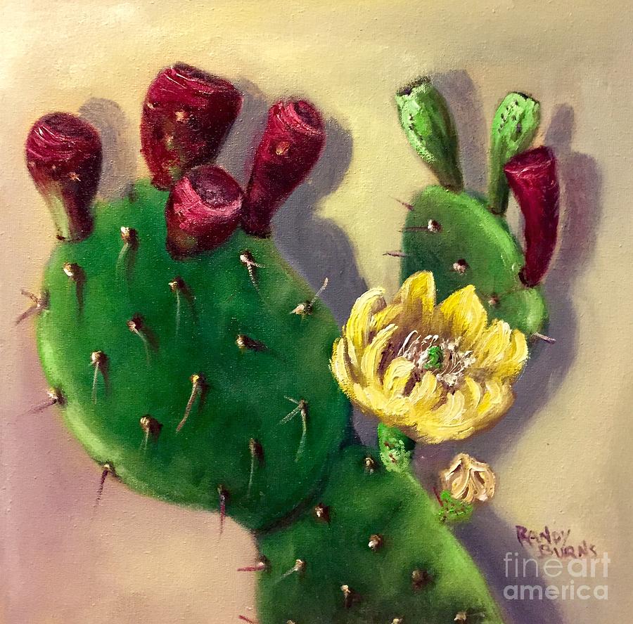 Prickly Pear Cactus Painting by Rand Burns