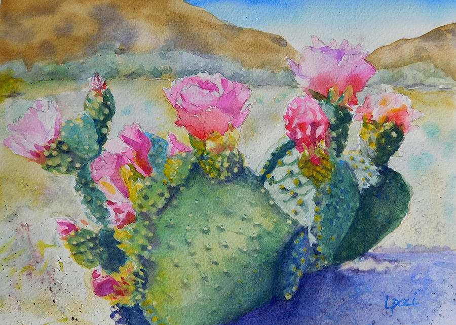 Flower Painting - Prickly Pear In Bloom by Laurie Paci