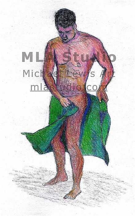 Pencil Drawing - Pride Beach sketch No. 1 by Michael Lewis Pencil Drawing - Pride Beach sketch No. 1 by Michael Lewis
