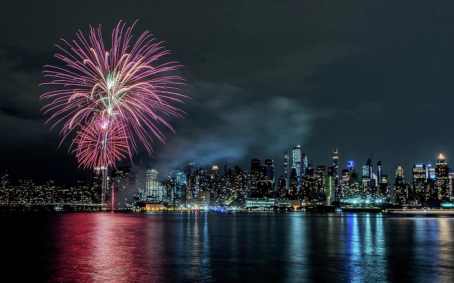 Pride Fireworks over New York Harbor Photograph by Bob Cuthbert Fine