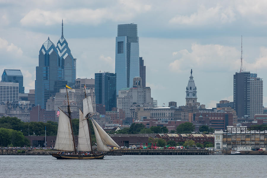 Pride of Baltimore II Philadelphia Skyline Photograph by Terry DeLuco